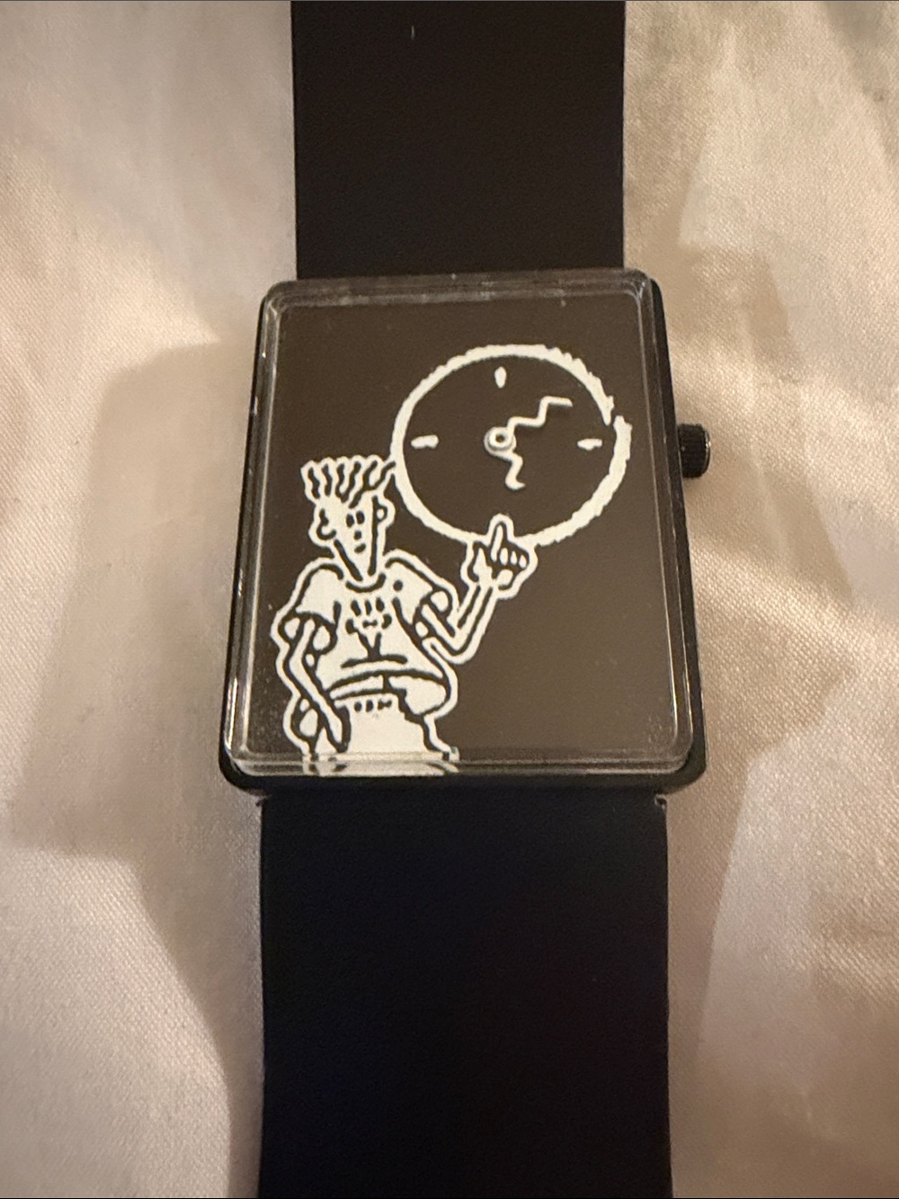 FIDO DIDO Vintage 1980s Graphic Art Watch Black Square Case